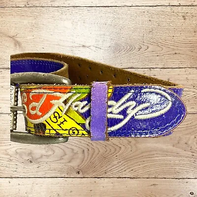 Ed Hardy Belt Vintage Love Slower Rhinestones ED HARDY Embroidered Spell Out Med • $34