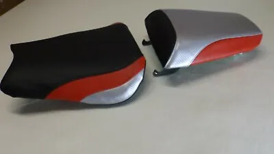 HONDA 01/02/03 CBR600 F4i FRONT & REAR SEAT COVERS BLACK/RED/SILVER - CUSTOM FIT • $71