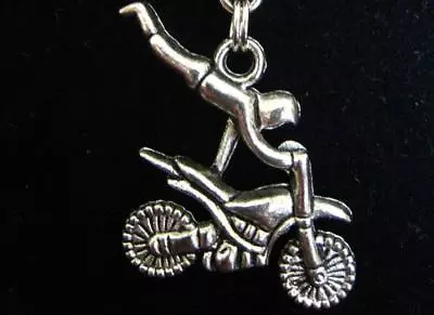 925 Sterling Silver 20  Necklace MOTORCYCLE BIKE  Pendant  Men Motocross Moto  • $16.88