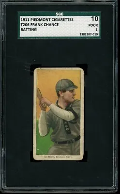 1909-11 T206 Frank Chance Batting Piedmont SGC 1 PR LOOK! • $200
