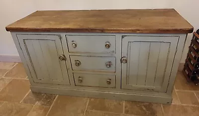 £225 • Buy Pine Sideboard With Drawers French Grey Bespoke Made Distressed Shelves