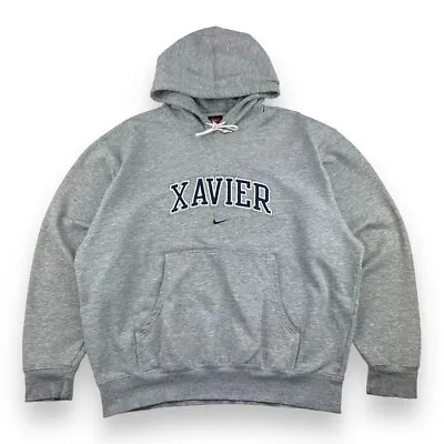 £39.99 • Buy Vintage Y2K Nike Centre Swoosh Xavier University Hoodie Grey Large