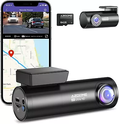 AZDOME Car DVR 4K Smart Dash Cam Front & Rear WIFI GPS Small Cameras G-sensor 4K • $129.99