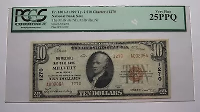 $10 1929 Millville New Jersey NJ National Currency Bank Note Bill #1270 VF! PCGS • $313.49
