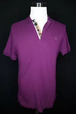 Men's Burberry Brit Nova Check Polo Shirt Plum Purple Sz Medium • $59.99