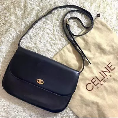 Vintage Celine Black Leather Clutch Bag Shoulder Bag AM277 • $328
