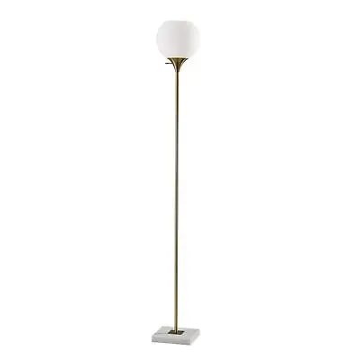 Adesso 5179-21 Fiona Torchiere Floor Lamp A White Marble Base And Antique Brass • $34