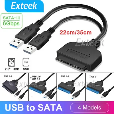 $6.32 • Buy SATA To USB 3.0 2.0 Type C Adapter Cable For 2.5  Hard Drive SSD HDD Laptop Data
