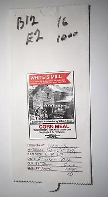 Vintage Paper Sack Bag - WHITE'S MILL CORN MEAL ABINGDON VA 2004 • $10