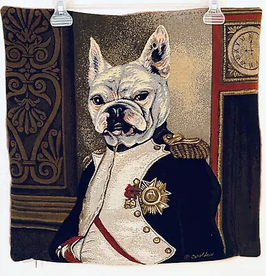 $69.89 • Buy Hines Of Oxford Tapestry Pillow Cover English French Bulldog Velvet Back EUC