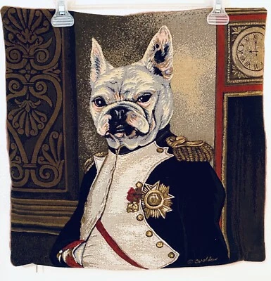 $69.89 • Buy Hines Of Oxford Tapestry Pillow Cover English French Bulldog Velvet Back EUC