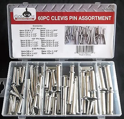 60pc GOLIATH INDUSTRIAL CLEVIS PIN ASSORTMENT 21 SIZES CPA60 HITCH TRACTOR • $17.99