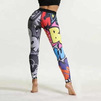 £17.74 • Buy Leggings Cartoon Painted Women Graffiti Push Up Fitness High Waist Workout Pants