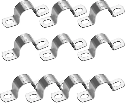 10Pcs 1 Inch Heavy Duty U-Tube Strap Clamp-2 HoleStainless Steel-304 Rigid U-Br • $21.05