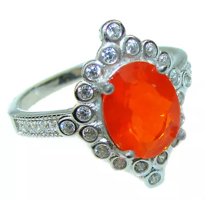 Mystery Genuine Fire Mexican Opal  14K Gold Over .925 Sterling Silver Ring Size  • $113.02