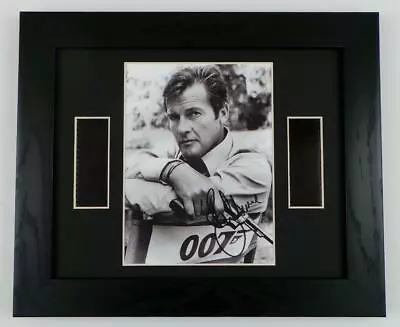 JAMES BOND ROGER MOORE Signed PREPRINT JAMES BOND FILM CELLS FRAMED 007 GIFTS • £29.95