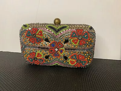 Vintage Beaded Evening Purse With Chain Shoulder Strap • $19