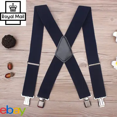 Mens Braces X Shape Heavy Duty 50mm Wide Metal Clip Braces Trouser Suspender Uk • £6.99