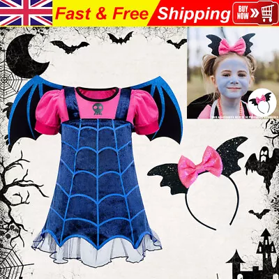 Halloween Kids Girls Vampirina Cosplay Costume Party Fancy Dress Up Vampire Prop • £16.99