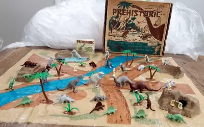 Marx Prehistoric Times Playset Dinosaurs Cavemen Mat Rocks Original From 1959 • $185