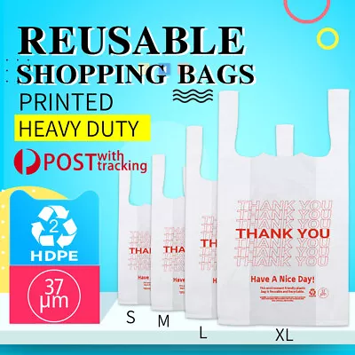 (Reusable 37um) Heavy Duty Recyclable Singlet Carry Bags THANK YOU Shopping Bag • $179.90