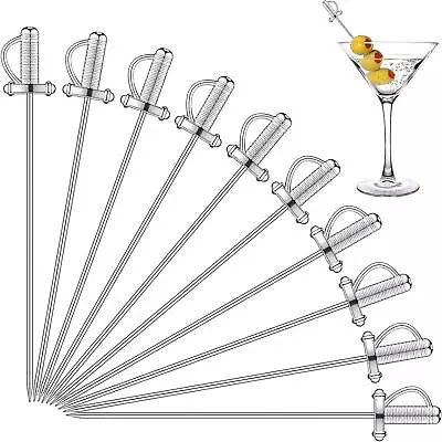 10 Pieces Stainless Steel Cocktail Picks Toothpicks 4.3 Inch Sword Metal Martini • $17.49