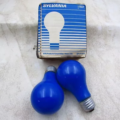 Vintage Sylvania GTE Blue Light Bulb 60W Watt  2 Pack USA MADE • $12.95