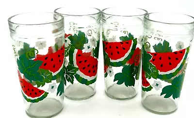 4 Vintage Anchor Hocking 16 Oz Watermelon Jelly Jar Drinking Glasses Tumblers 6  • $55