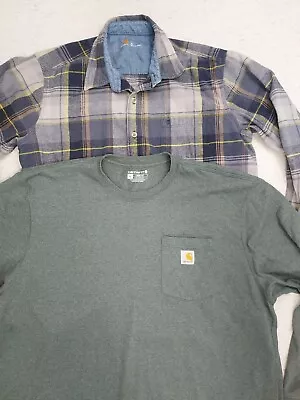 Carhartt Shirt Mens Button Up Flannel Relaxed Fit Long Sleeve Shirt Lot Men’s XL • $25