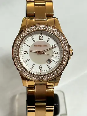 Michael Kors MK5403 Madison Glitz Rose Gold Tone Analog Ladies Watch • $90