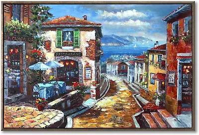 UTOP-art Italian Cityscape Abstract Wall Art Artwork: Mediterranean City Italy X • $180.96