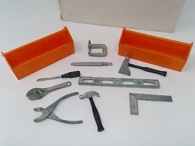 Group Of 9 Vintage Ideal Miniature Tools W/ 2 Toolboxes - Hammer Vice Level Etc • $27.99
