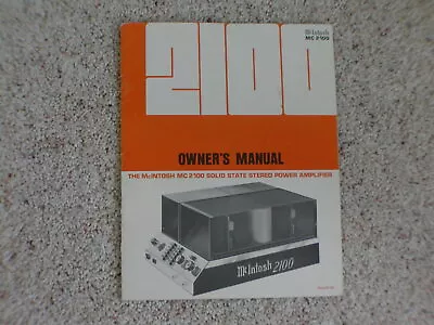 Vintage Original McIntosh MC2100 Manual. Good Condition. • $87.35