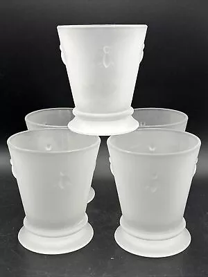 4 + 1 HTF Rare Frosted La Rochere Paris Musees Bee Flat Tumbler Glasses 4” Satin • $100