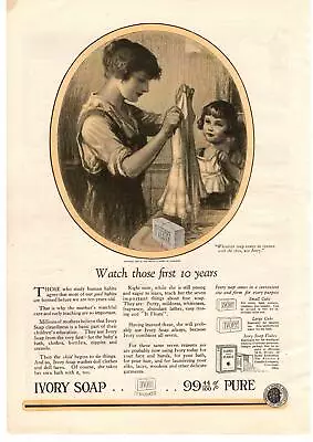 1921 Ivory Cake Soap Bar Girl Washing Doll Clothes P&G Cincinnati Ohio Print Ad • $9.95