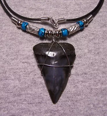 Mako Shark Tooth Necklace 1 7/8  Sharks Teeth Fossil Jaw Megalodon Scuba Diver • $24