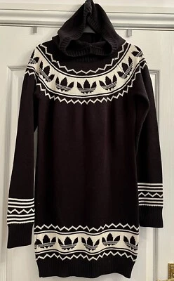 £24.99 • Buy ADIDAS Originals Knitted Hooded Fair Isle Jumper Dress,Size Small Navy