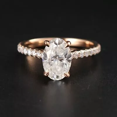 2.70 CTW Oval Cut Certified VVS1 Moissanite Engagement Ring 14K Rose Gold Plated • $115.91