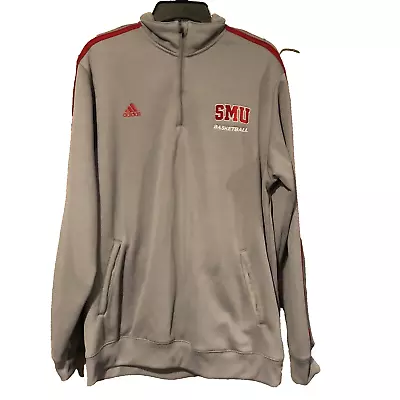 SMU Mustangs Basketball XL 1/4 Zip Sweatshirt Gray Pullover Jacket Adidas Spots • $19.99