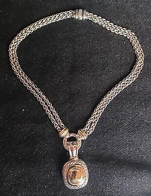 $495 • Buy David Yurman Albion Dome Sterling Silver 14k Gold Pendant Enhancer Necklace