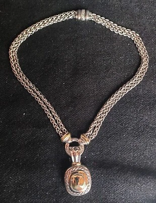 $495 • Buy David Yurman Albion Dome Sterling Silver 14k Gold Pendant Enhancer Necklace