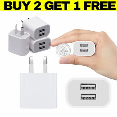 $7.50 • Buy 2 Port USB Phone Charger Travel 5V 2A Dual USB Wall Charging AC Adapter AU Plug