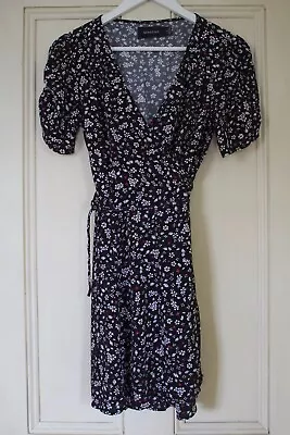 Minkpink Floral Black Pink And White Print Wrap Tea Dress Size S • £9.99