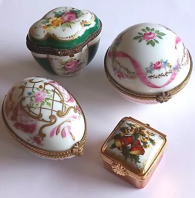 4 Vintage Limoges Porcelain Trinket Box ~ 1 Peint Main All Vgc • £11.50