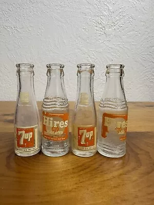4 Vintage Miniature Bill’s Milwaukee Soda Bottles~Hires Root Beer & 7Up • $50