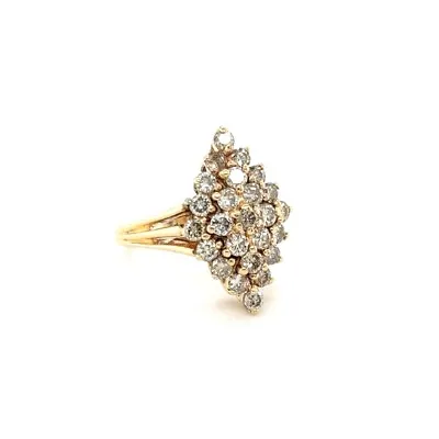 VINTAGE 0.75 CT DIAMOND CLUSTER RING 14K YELLOW GOLD SIZE 4.25 Band Cocktail • $449.99