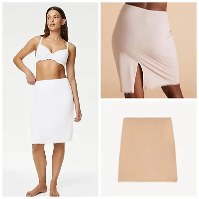 ExM&S Marks & Spencer Cool Comfort Lace Trim Slinky Stretch Half Slip Underskirt • £5.99