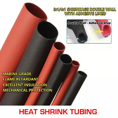 4:1 3:1 Glue Lined Heat Shrink Tubing Insulation Cable Repair Shrink Wrap Sleeve • $6.91