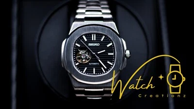 $299.99 • Buy Custom Watch NH38 Seiko 42mm PP Nautilus Mod W/ Black Open Heart Dial