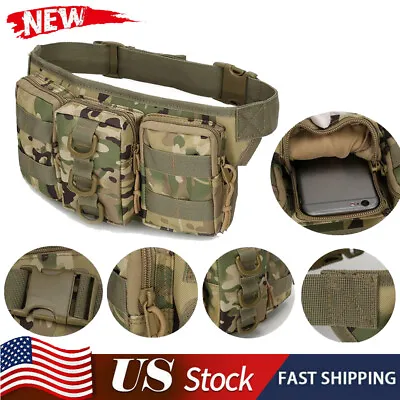 Fanny Pack Bumbag Waist Belt Bag Military Camouflage Hip Outdoor Hiking Fishing • $11.89